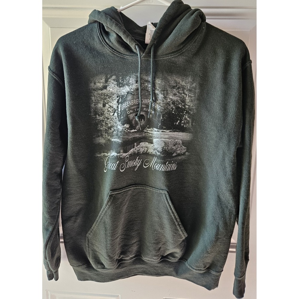 Kids Small Great Smoky Mountains Greenbrier Campground Hoodie Gildan Green‎